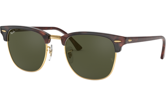 Ray-Ban Clubmaster SMALL RB3016 Classic Glänzend Tortoise / Grün W0366 49 - Ansicht 2