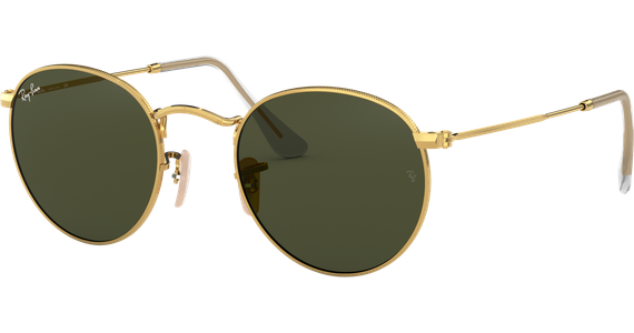 Ray-Ban Round Metal RB3447 Glänzend Gold / Grün 001 50 - Ansicht 4