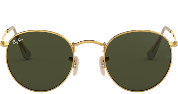 Ray-Ban Round Metal RB3447 Glänzend Gold / Grün 001 50 - Ansicht 3