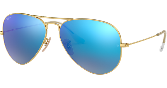 Ray-Ban Aviator Flash Lenses RB3025 112/17, Gold/Blau Verspiegelt 55 - SMALL - Ansicht 2