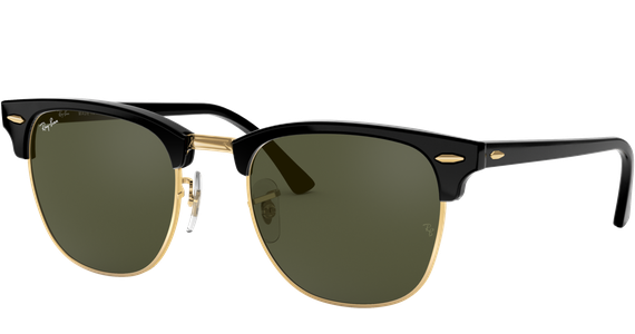 Ray-Ban RB3016 Clubmaster Classic Glänzend Schwarz / Grün W0365 51 - Ansicht 1